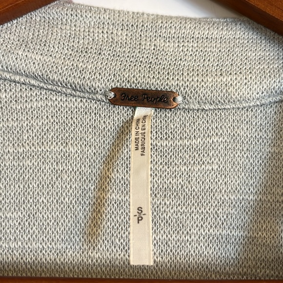 Free People Highway Slub Knit Vest Size S Light Gray Longline Zip Front - Picture 7 of 10